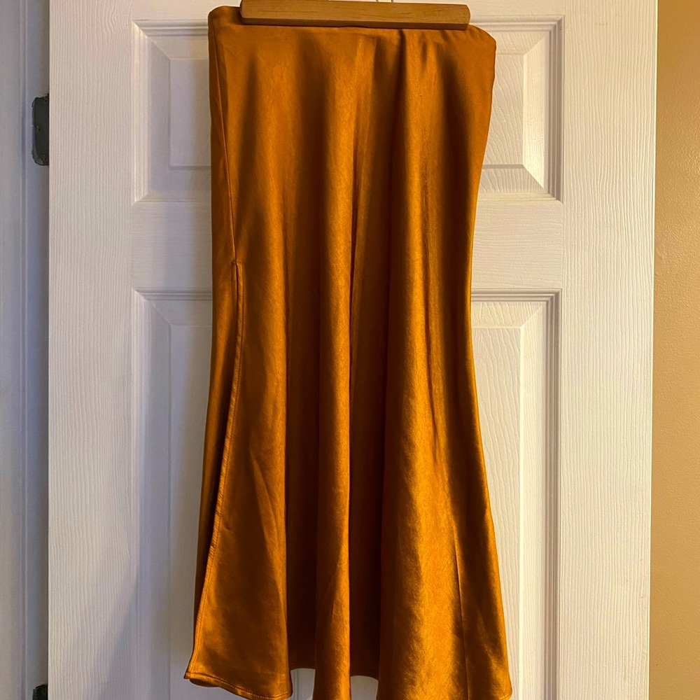 Rust Colored silk midi skirt